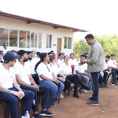 Anil Thomas condcting Team building training at Mustardseed Campsite