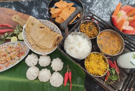 food served at campsite during corporate outing